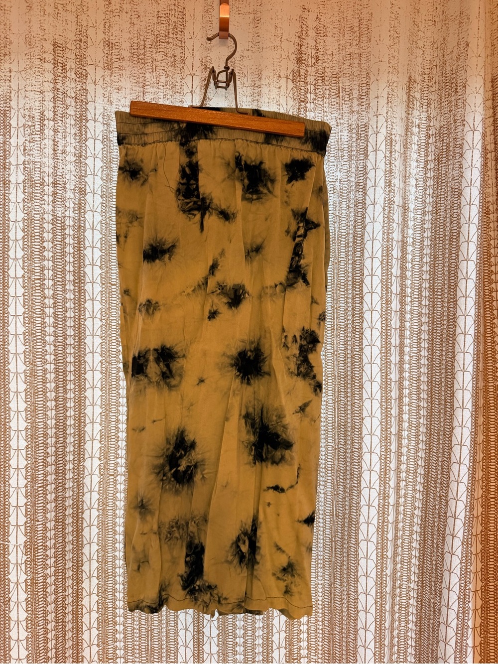 Zara Olive Indigo Tie-Dye Midi Skirt